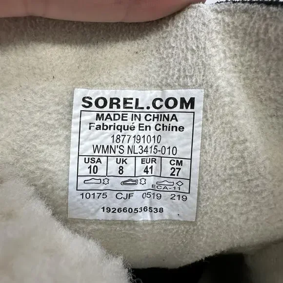 Sorel Winter Boots Womens 10 Phoenix Black Leather Faux Fur Lace Up NL3415-010 - Picture 2 of 9